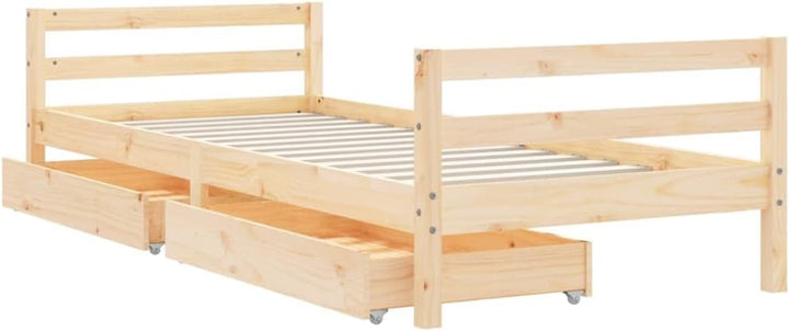 Gecheer Kinderbett mit Schubladen Hausbett Bett Holzbett Bettgestell 80x200 cm Massivholz Kiefer 80