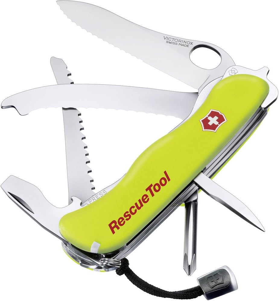 Victorinox Taschenmesser Rescue Tool (15 Funktionen, Frontscheibensäge) gelb Nachtleuchtend &amp; Dual-M