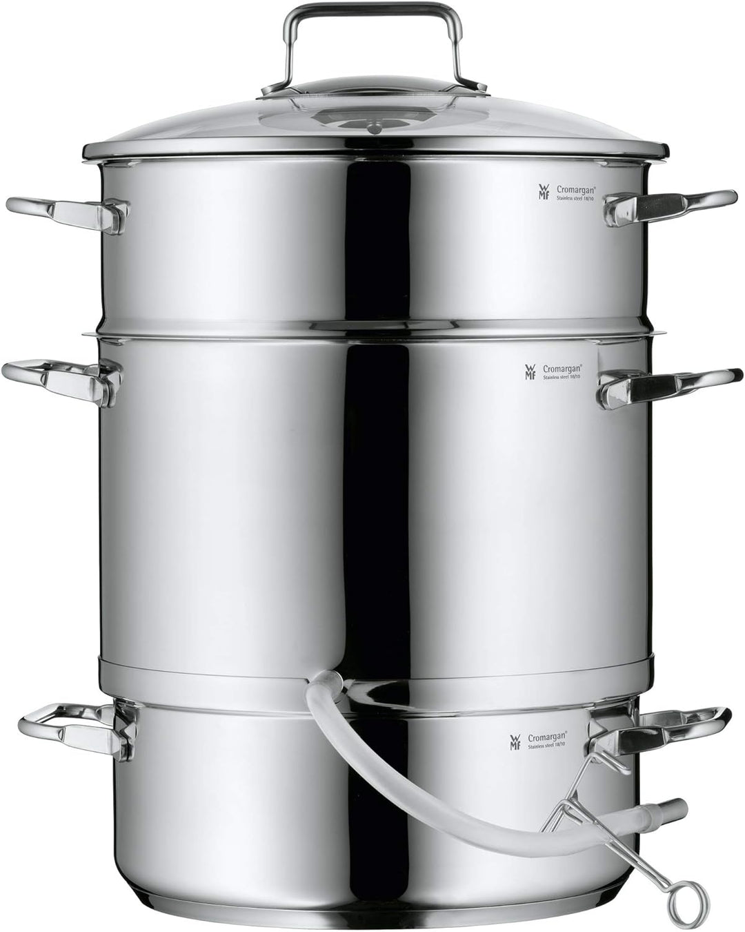 WMF Entsafter Dampfentsafter Induktion 7l, Fruchtentsafter mit Glasdeckel 25 cm, Cromargan Edelstahl