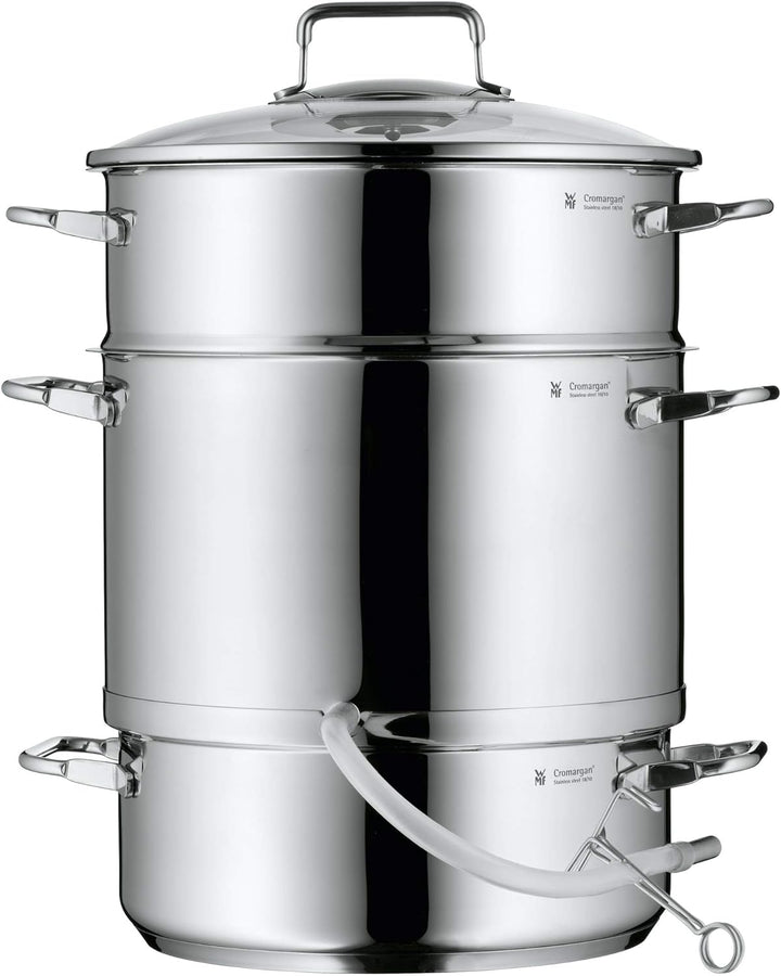 WMF Entsafter Dampfentsafter Induktion 7l, Fruchtentsafter mit Glasdeckel 25 cm, Cromargan Edelstahl