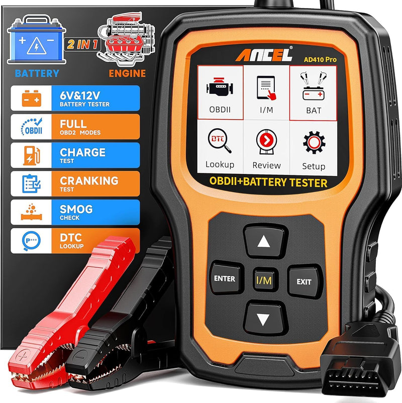 ANCEL AD410PRO OBD2 Diagnosegerät Batterietester 2-in-1, OBD2 Scanner Universal KFZ-Fehlercode-Leseg