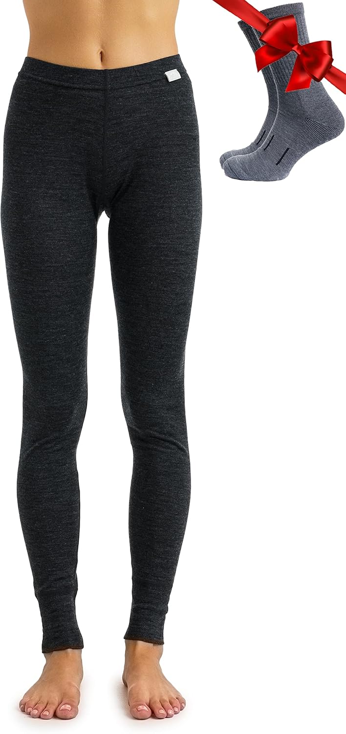 Merinowolle Thermounterwäsche Damen - Merino Unterhose Damen Merino Leggings + Wollsocken L 165gsm L