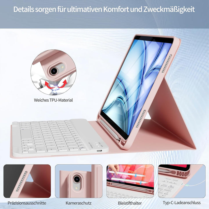 Hülle mit Tastatur für iPad Air 11 Zoll M4/M3/M2 (2026/2025/2024), iPad Air 5 4 2022/2020 10,9 Zoll,
