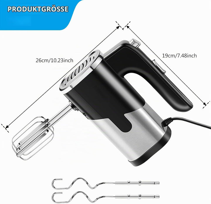 Vegena Handmixer Elektrisch Handrührgerät 800W Mixer Handrührer Handrührer Küchenmixer Schneebesen M