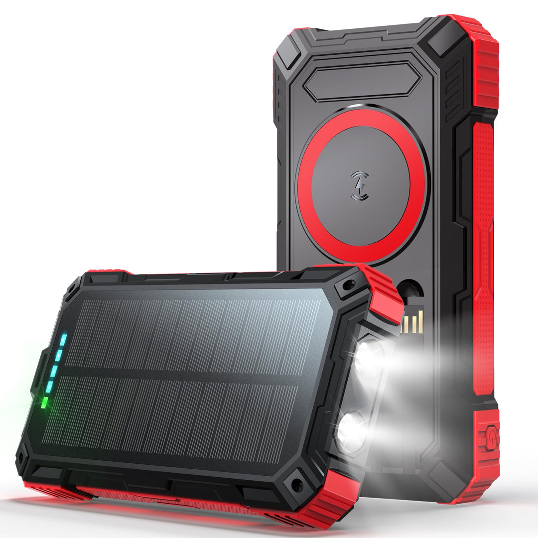 52800mAh Solar Wireless Power Bank, tragbares Ladegerät 30W Schnelles Ladegerät 6 Ausgänge & 4 Eingä