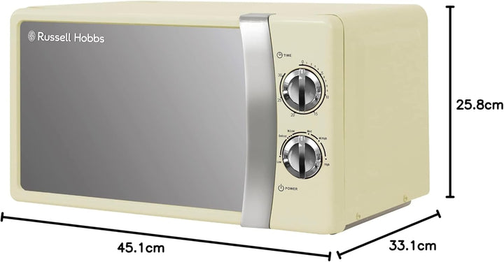 Russell Hobbs RHMM701C Manuelle Solo-Mikrowelle mit 5 Leistungsstufen, Klingelton und Timer, Auftauf