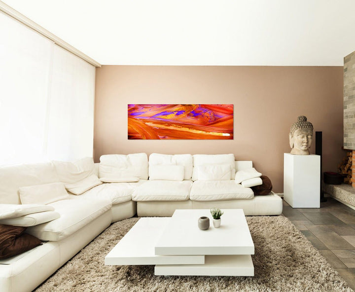 Paul Sinus Art Panoramabild auf Leinwand und Keilrahmen 120x40cm Malerei abstrakt orange lila