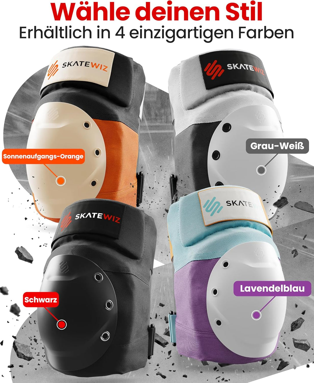 SKATEWIZ protektoren inliner erwachsene - Handschoner, knie und ellenbogenschützer - Skateboard Scho