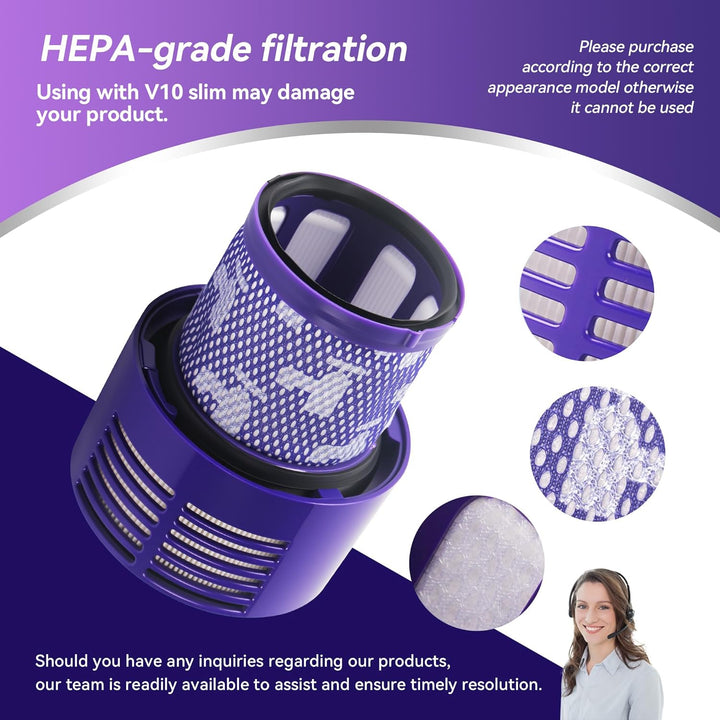 4 HEPA-Filter für Dyson V10 / SV12, kompatibel mit V10 Cyclone, Absolute, Animal, Motorhead, Total C