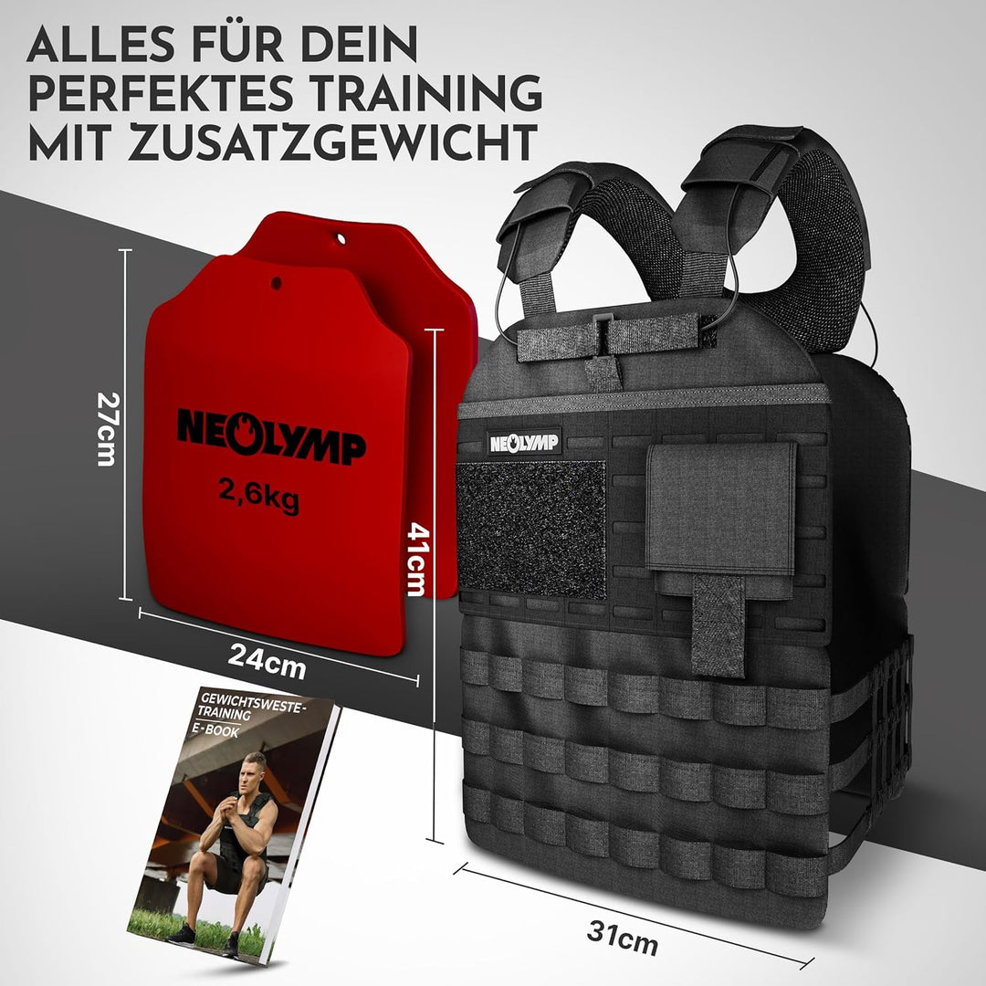 NEOLYMP Gewichtsweste – Unisex Weighted Vest – Plattenträger Weste mit Tasche – Kein Verrutschen – A