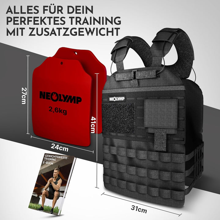 NEOLYMP Gewichtsweste – Unisex Weighted Vest – Plattenträger Weste mit Tasche – Kein Verrutschen – A