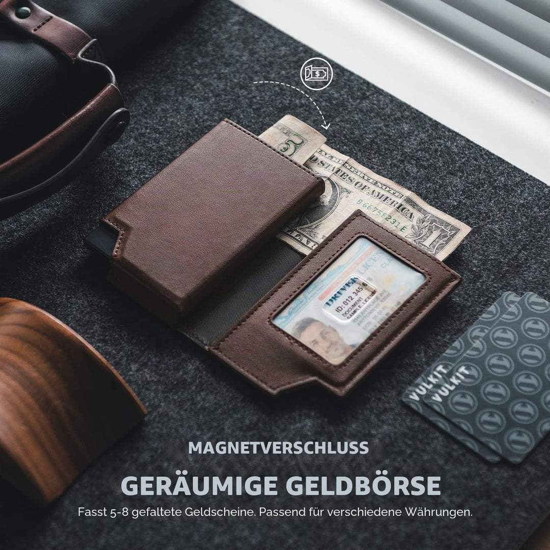 VULKIT Kreditkartenetui RFID Blockierendes Pop Up Kartenetui aus Leder für Männer und Frauen, mit Ge