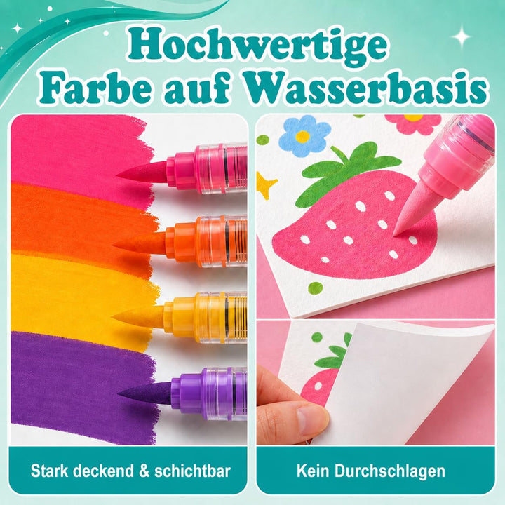 72 Farben Acrylstifte Set Wasserfest – Acrylmarker Acrylic Marker mit Pinselspitze &amp; Direktfluss zum