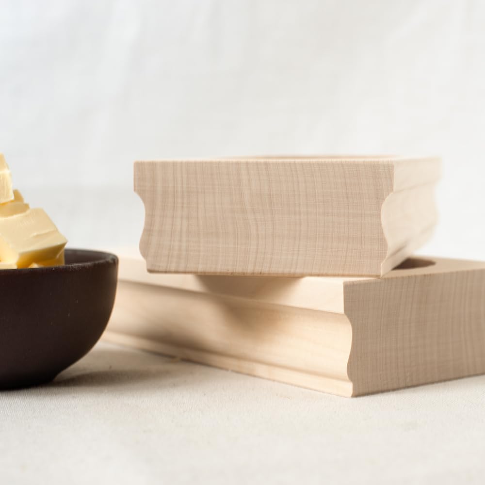 2X HOFMEISTER® Butterform, für 250 g Butter, 19 cm, 2 Vögel, handgeschnitzt in Deutschland, Butter-F