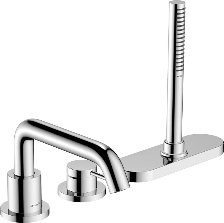 hansgrohe Tecturis S - 3-Loch Badewannenarmatur Wannenrand für 2 Verbraucher, Wannenrandarmatur mit