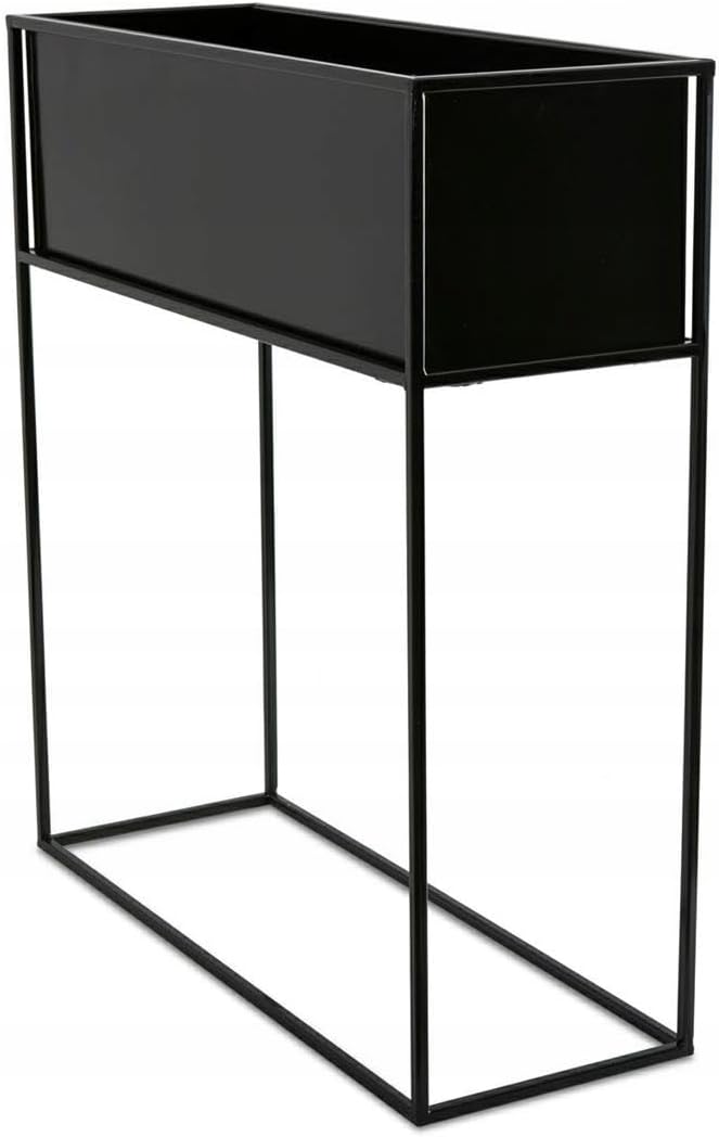 Schwarz Blumenständer Metall - Pflanzenständer 70 cm Hoch mit Metall Box 24 x 64 x 20 cm - Blumentop