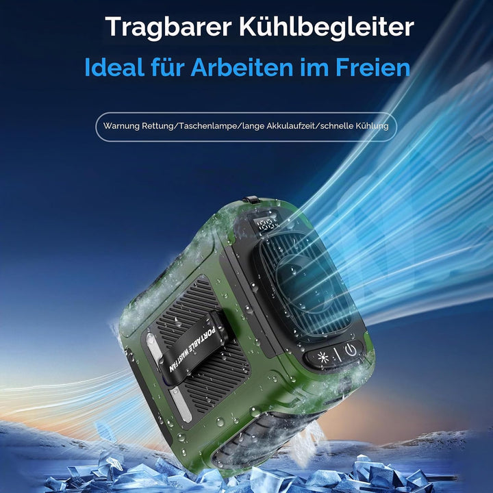 10000mAh Powerbank Lüfter mit Klemmfunktion &amp; Trageschlaufe - 5-stufiger USB Mini-Ventilator + 2-stu