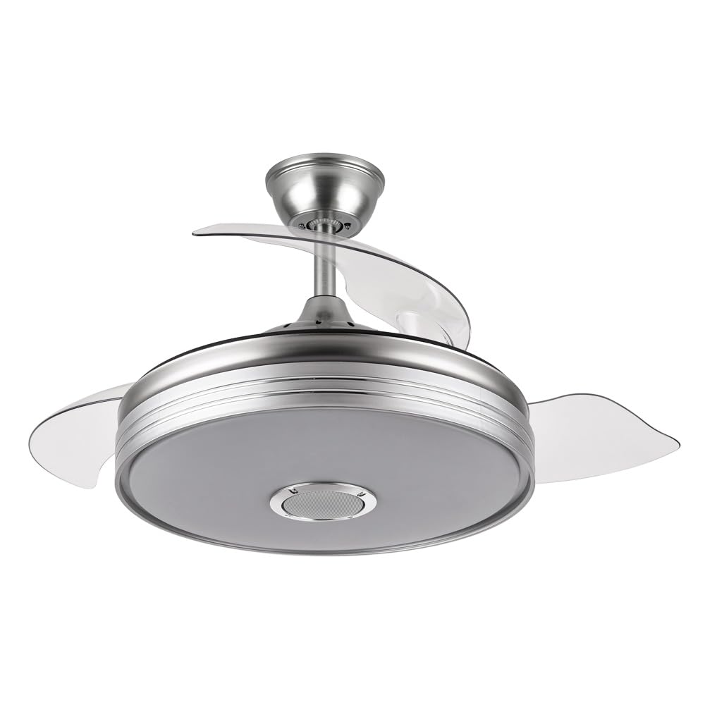 TODOLAMPARA Deckenventilator mit LED-Licht 36 W DC Motor und Lautsprecher Modell MATANUSKA Nickel, 3