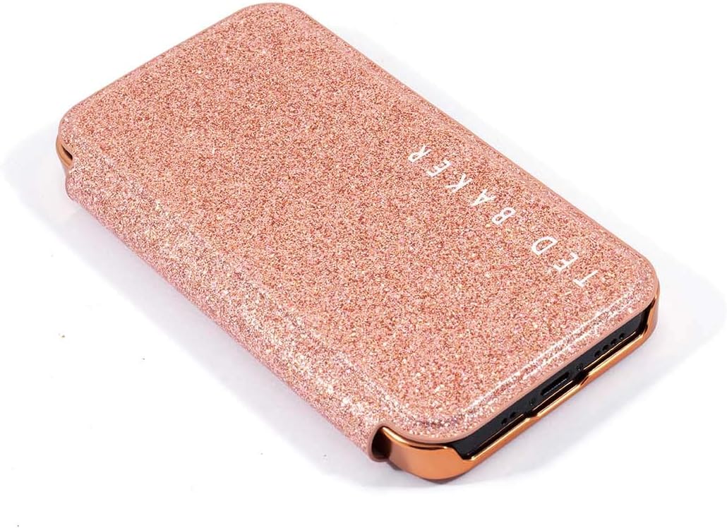Ted Baker Spiegel-Schutzhülle für iPhone 14 Plus, Rotgold-Glitzer, iPhone 14 Plus