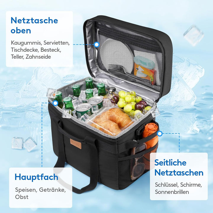Lifewit Kühltasche 20L, Faltbar Picknicktasche für Essen & Getränke, Kühlbox Tragbare Eistasche für