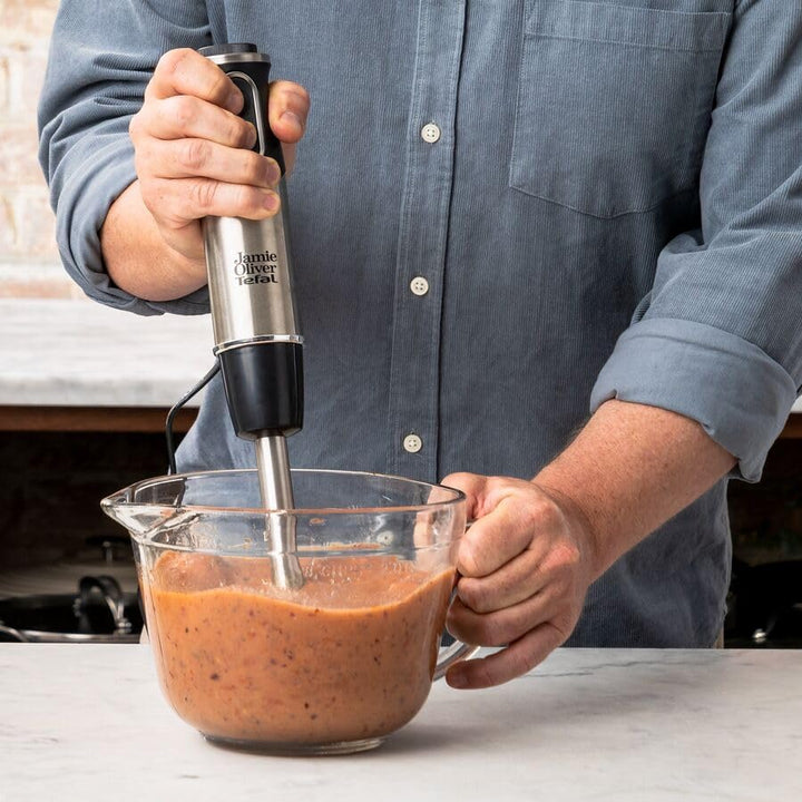 Tefal HB65JD Jamie Oliver Stabmixer, 1000 Watt, Zerkleinerer-Aufsatz, Edelstahl-Pürierstab, Spülmasc