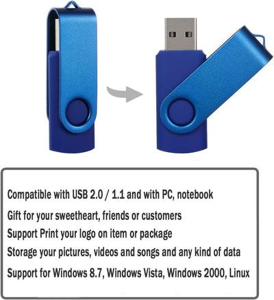 USB-Stick, 2 GB, 2.0, USB-Stick, drehbar, Geschenk für Kinder, 5 Farben 2Go 5 Farben - 10, 2Go 5 Far