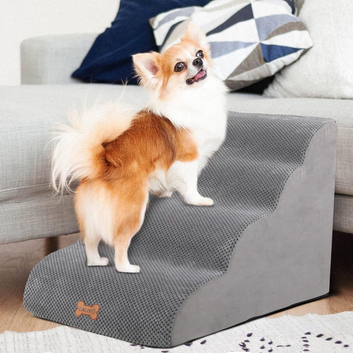 CALIYO Hundetreppe 4 Stufen，Hundetreppe für Kleine Hunde,Treppe für Hunde aus Hochdichtem Schwamm,Ha