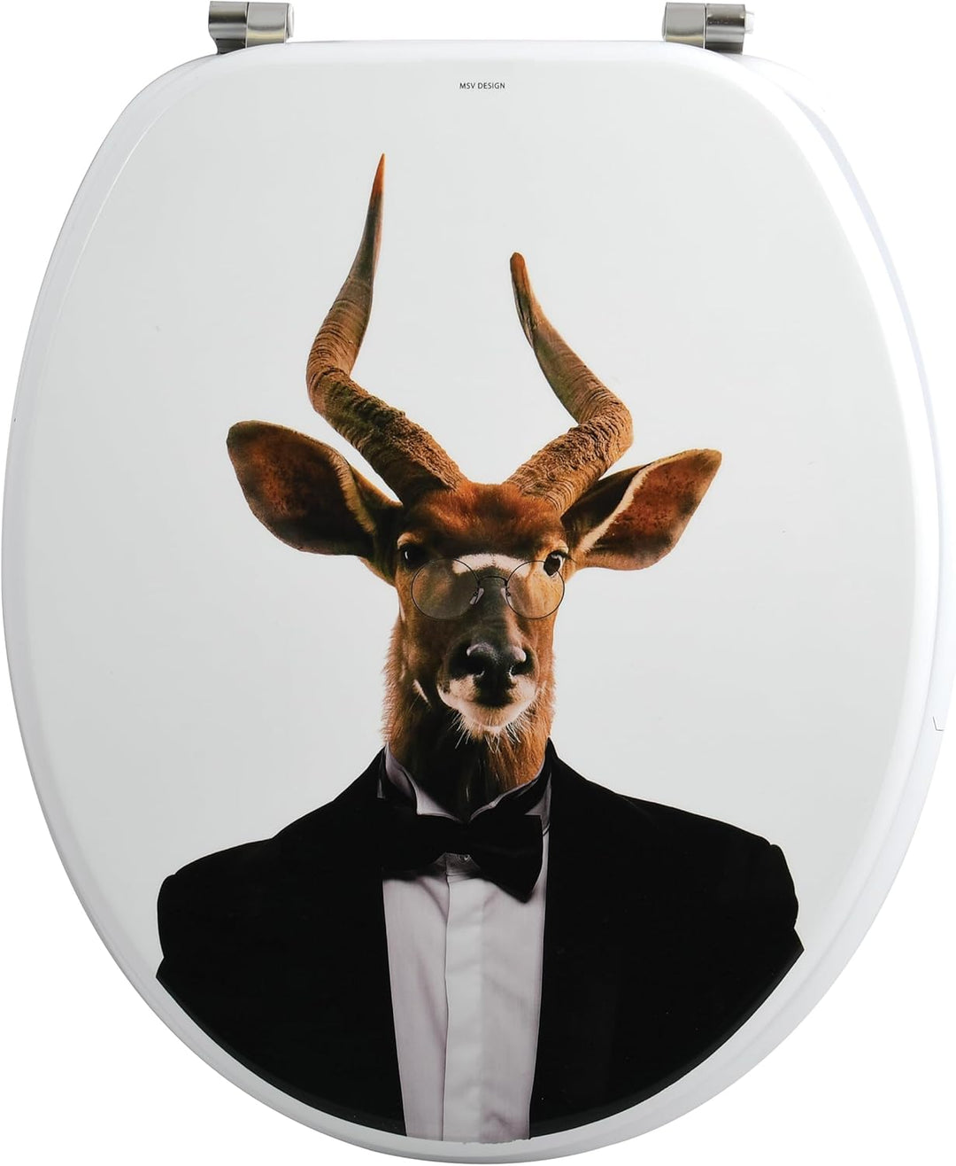 MSV WC Sitz Toilettendeckel MDF Holzkern "Nyala" Scharniere aus Edelstahl - hochwertige und stabile
