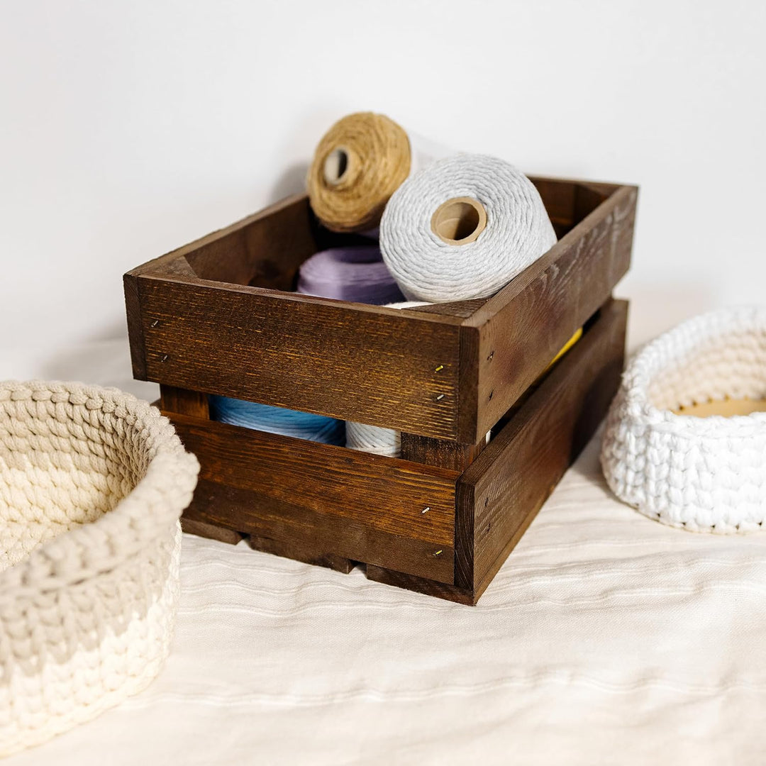 Creative Deco 3 x Kleine Holzkiste Wenge | 30 x 20 x 15 cm | Weinkisten Set Obstkiste Holz | Geschli