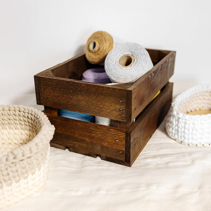 Creative Deco 3 x Kleine Holzkiste Wenge | 30 x 20 x 15 cm | Weinkisten Set Obstkiste Holz | Geschli