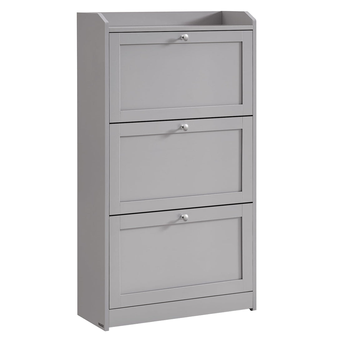 VASAGLE Schuhschrank 3 Klappen, Schuhkipper, Schuhregal, Schuhaufbewahrung, Oberplatte, Trennwand ve