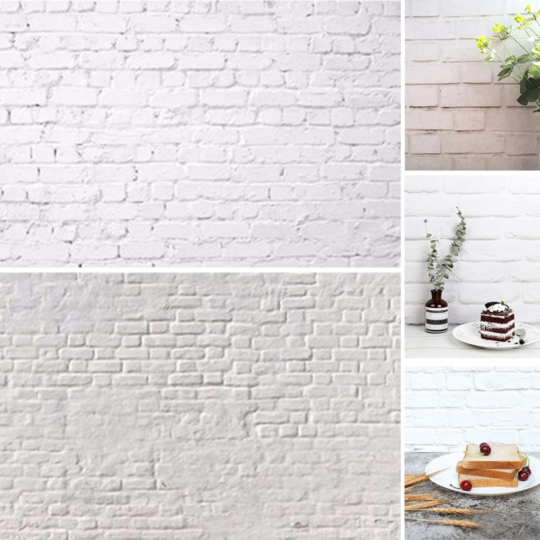 Selens 3 Stück 2 in 1 Hintergrund Marmor Zement Backstein Mauer und Holzmaserung 56x88cm Flat Lay Ti
