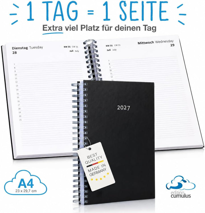 2025 Der GROSSE Dicke – DIN A4 Kalender - BLACK (schwarz) von edition cumulus – MADE IN GERMANY - gr