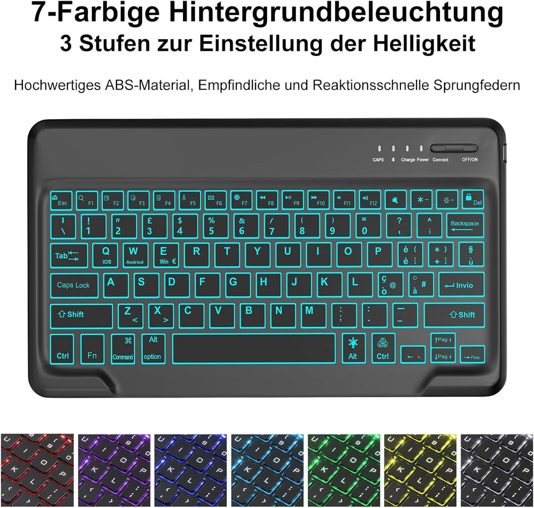Tastatur Hülle für iPad Air 13 (M3) 2025/iPad Air 13 (M2) 2024, iPad Pro 12.9 6./5./4./3. Gen, 7 Far