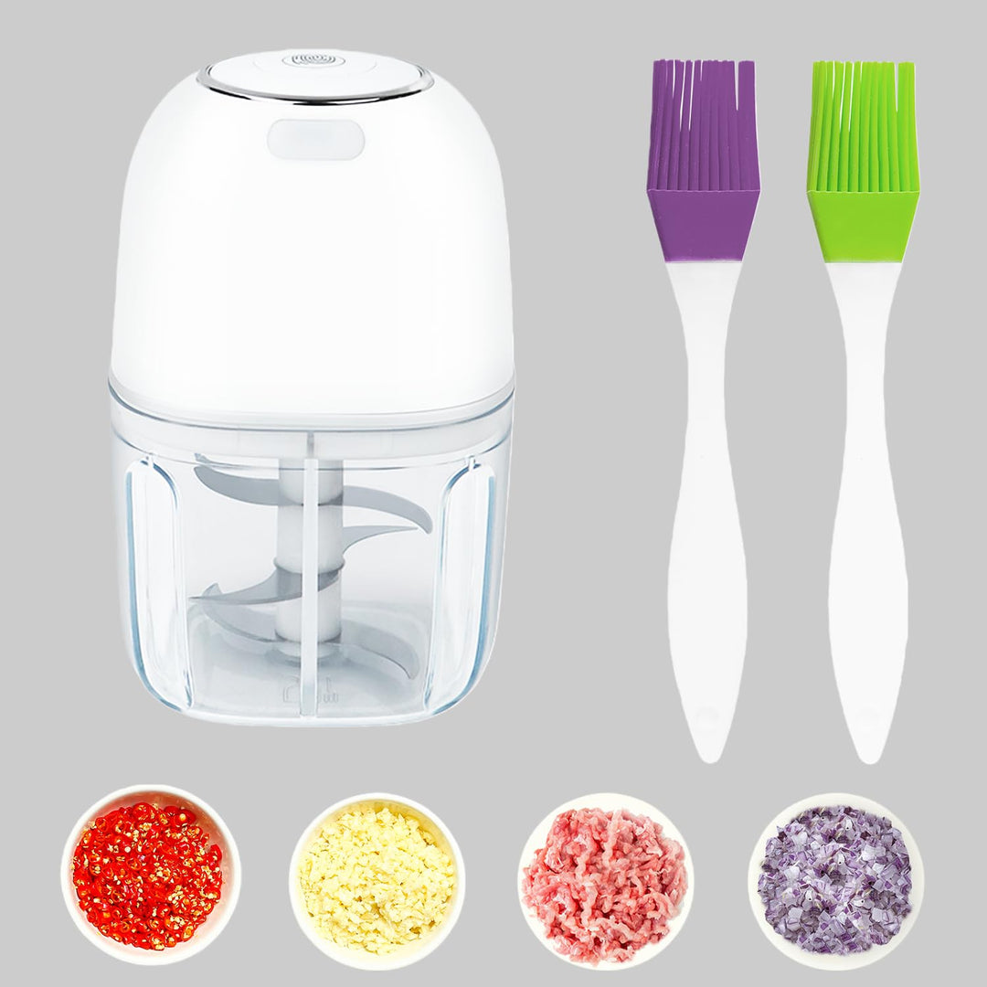 Elektrisch Zerkleinerer Küche Akku wiederaufladbar, 250ML Mini Knoblauchhacker Gemüsezerkleinerer El
