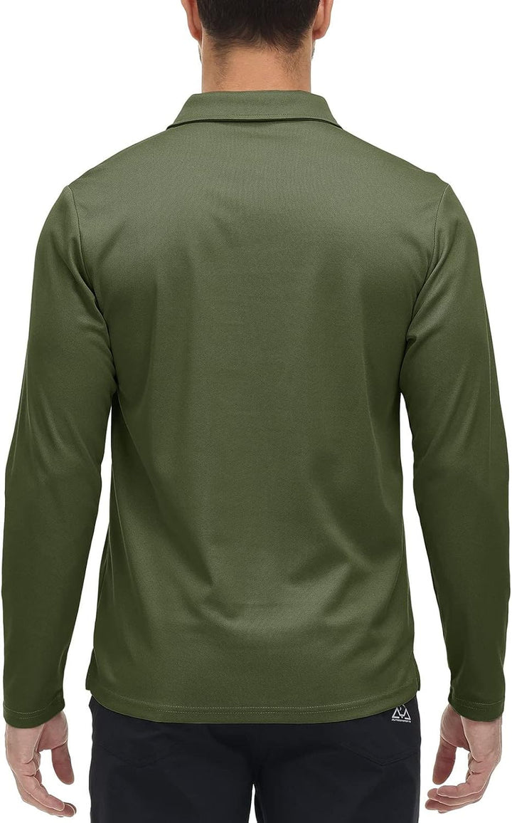 donhobo Poloshirt Herren Langarm Golf Shirts Atmungsaktiv Schnelltrocknend Army Polo T-Shirts Outdoo