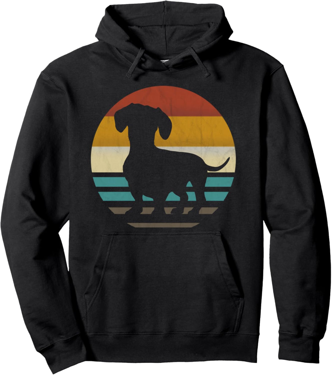 Dackel Dackelhund Silhouette Retro Geschenk Pullover Hoodie