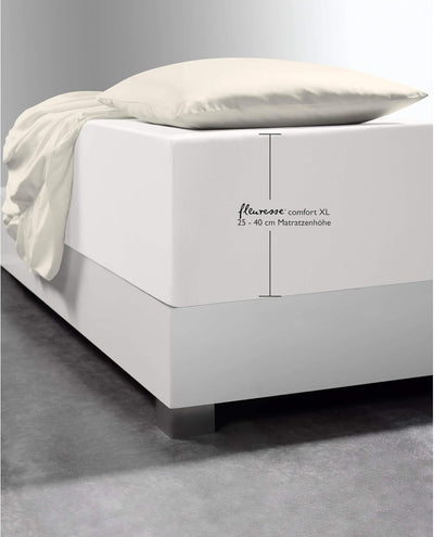 fleuresse 1119 XXL Jersey Stretch Spannbetttuch (96% Baumwolle, 4% Elasthan), mit Rumdumgummizug, Ök