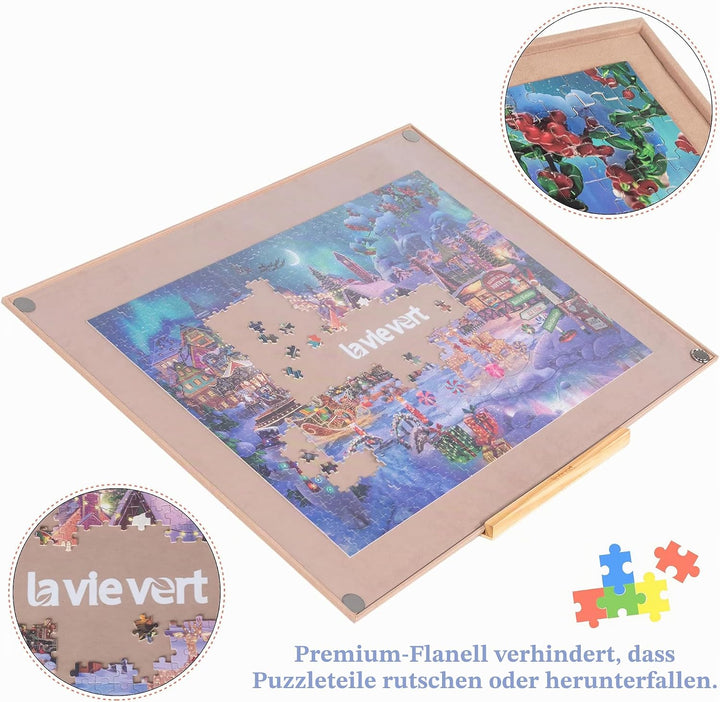 Lavievert tragbares Puzzle Brett aus Holz mit staubdichter Abdeckung, Puzzlematte, Puzzle Aufbewahru