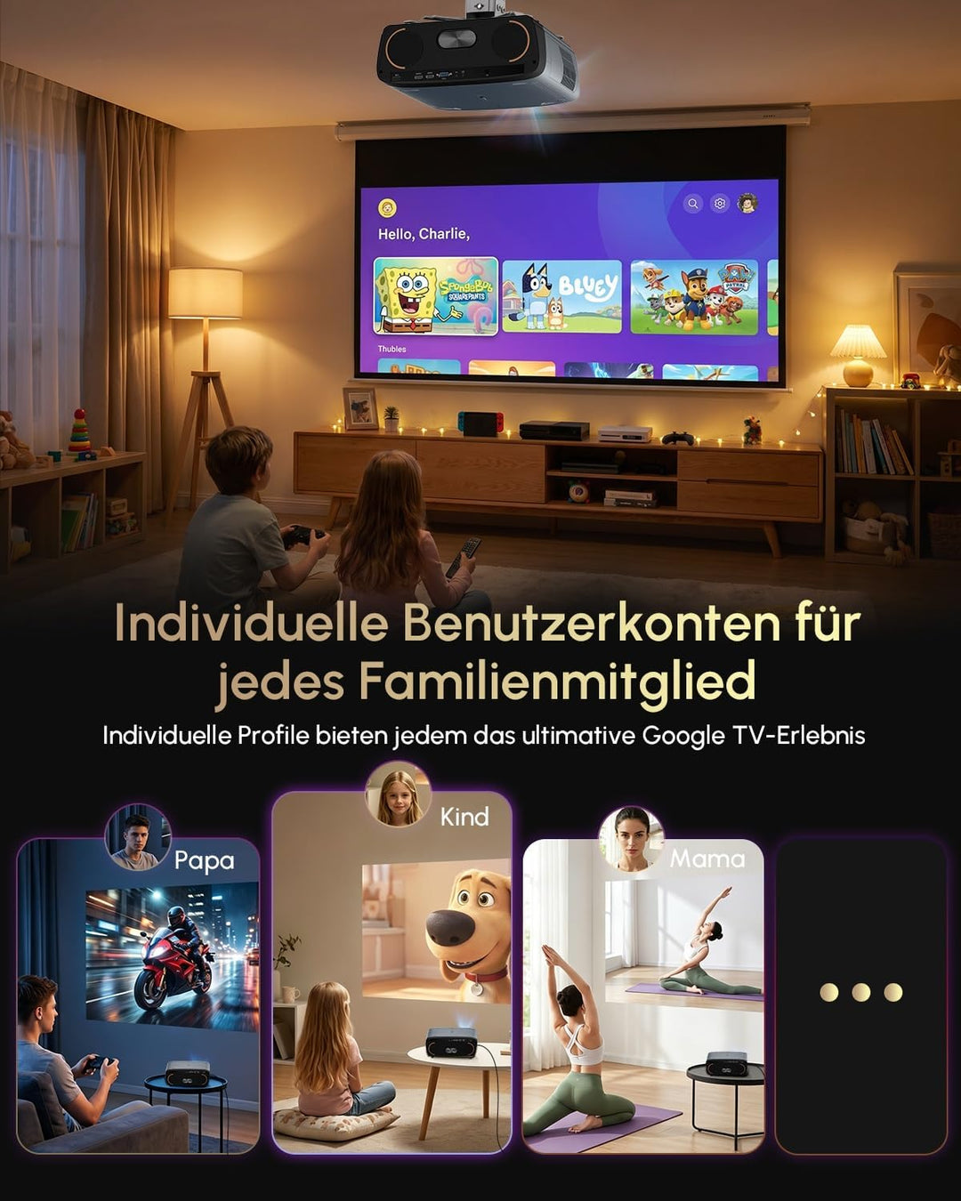 Smart 4K Beamer mit Zertifizierten Apps DB Audio,TOF Autofokus 2400 ANSI Projektor Tageslicht 4K HDR