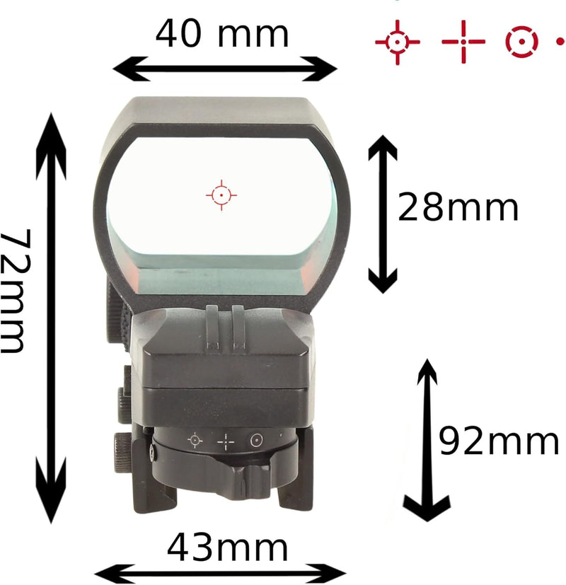 Minadax Red Dot Punkt Visier für grosse Kameras 40mm Sichtfeld + Hotshoe Adapter | für schnelle Ziel