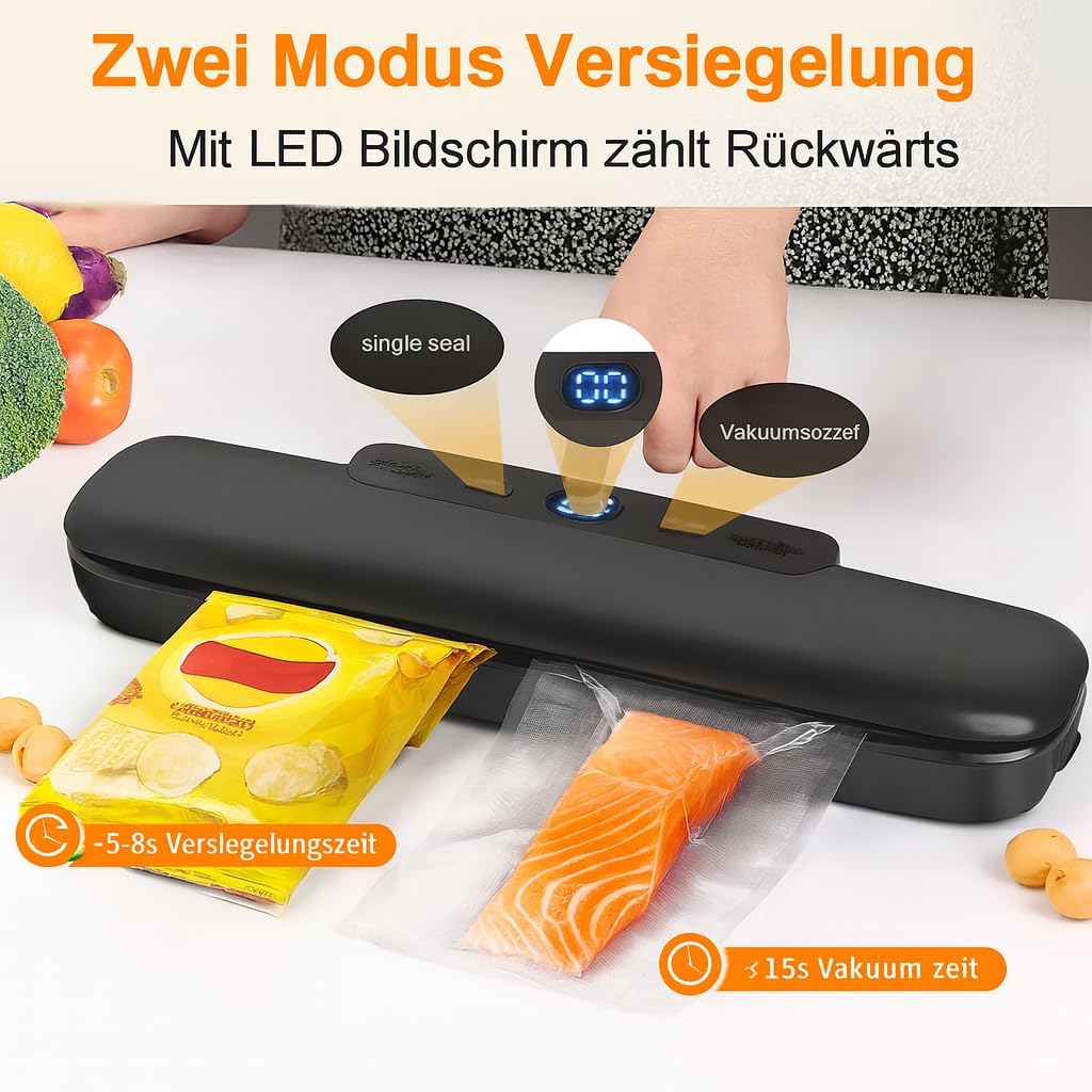 Vakuumierer, Automatischer Lebensmittel-Vakuumiergerät, One-Touch-Vakuumversiegelung für die Konserv
