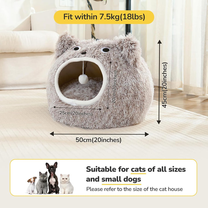 CATISM Katzenhöhle Katzenbett Waschbar Katzenschlafplatz für Katzen Cute Moster Plüsch Haustier Katz