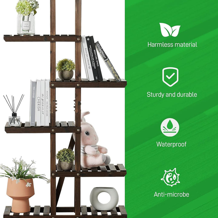 Yaheetech 6 Etagen Blumenständer, Blumenregal aus Massivholz, Pflanzenregal, Platzsparend & Multifun