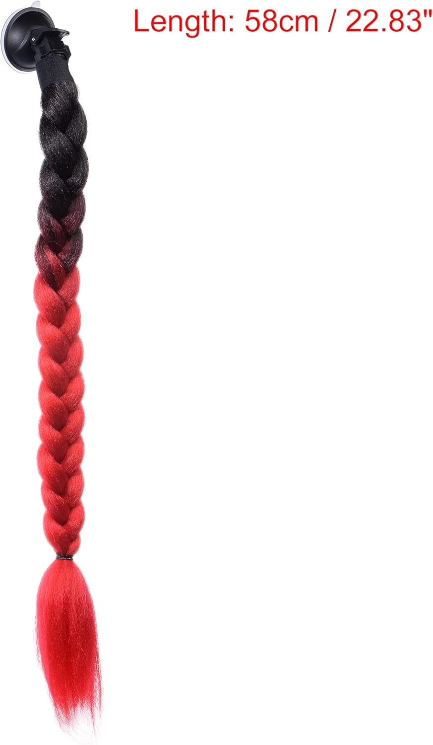 F FIERCE CYCLE Helmdekor Pigtail Braid Saugnapf für Motorrad Rot Schwarz