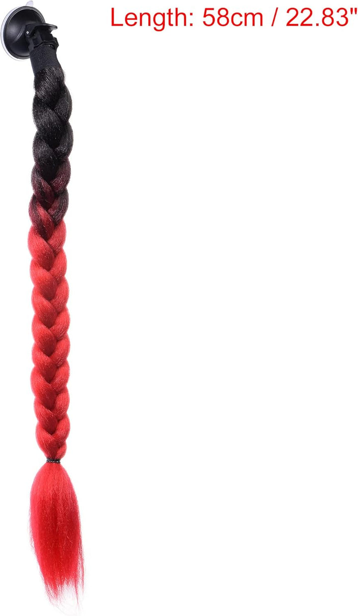 F FIERCE CYCLE Helmdekor Pigtail Braid Saugnapf für Motorrad Rot Schwarz
