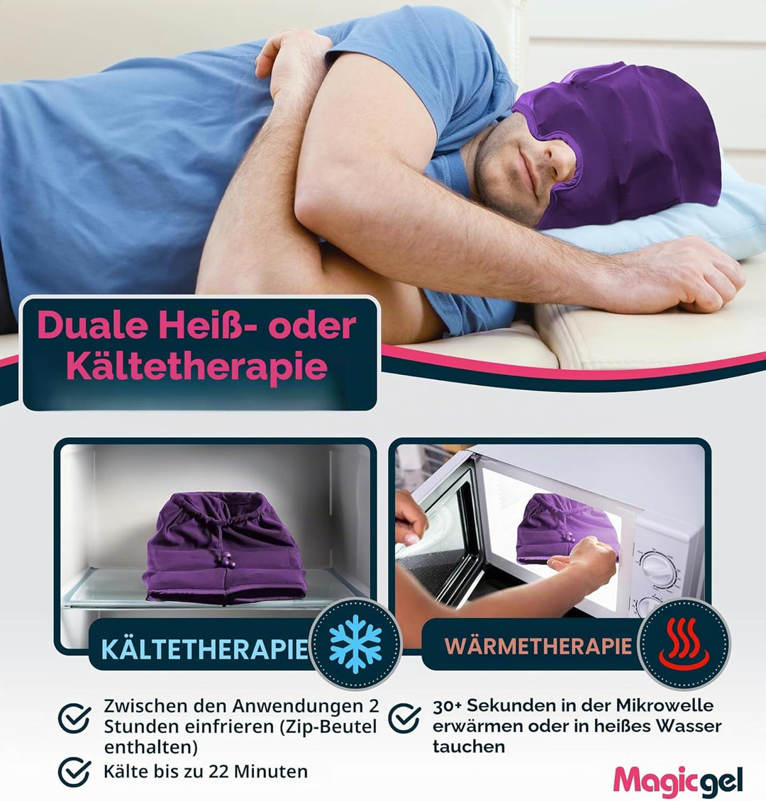 Magic Gel Kopfschmerzen und Migräne Maske - Die Kühlmütze Unterstützt den Körper beim Regenerien - D