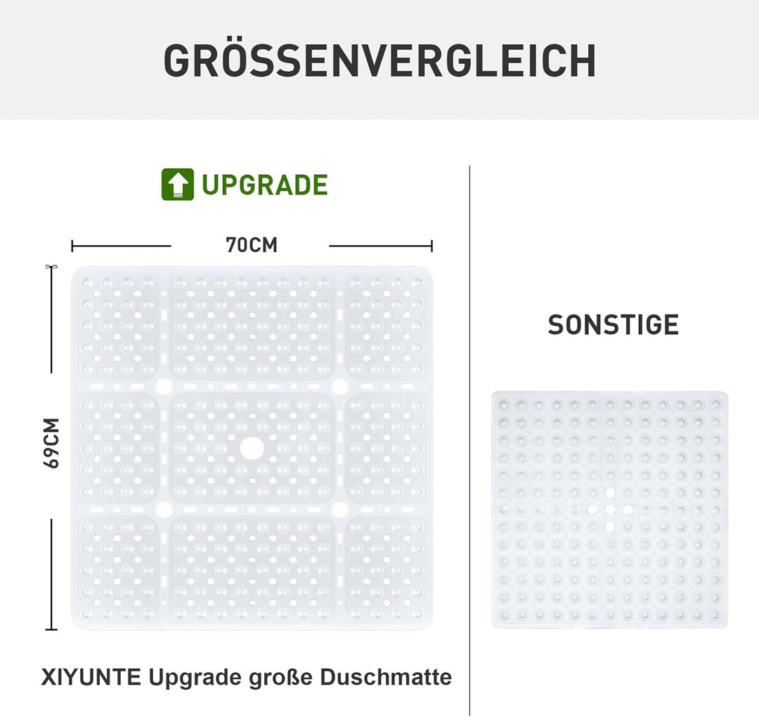 XIYUNTE Gross Duschmatte rutschfest Anti Schimmel - 70x70cm XL Quadratische rutschfeste Duschmatten