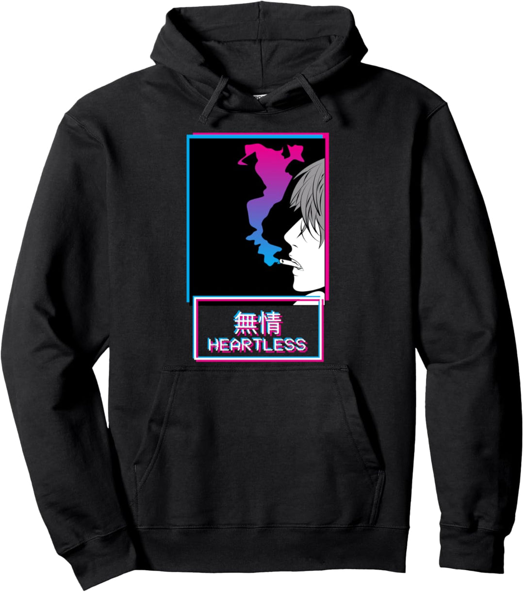 Heartless Anti-Social Anime Boy Japanese Aesthetic Vaporwave Pullover Hoodie