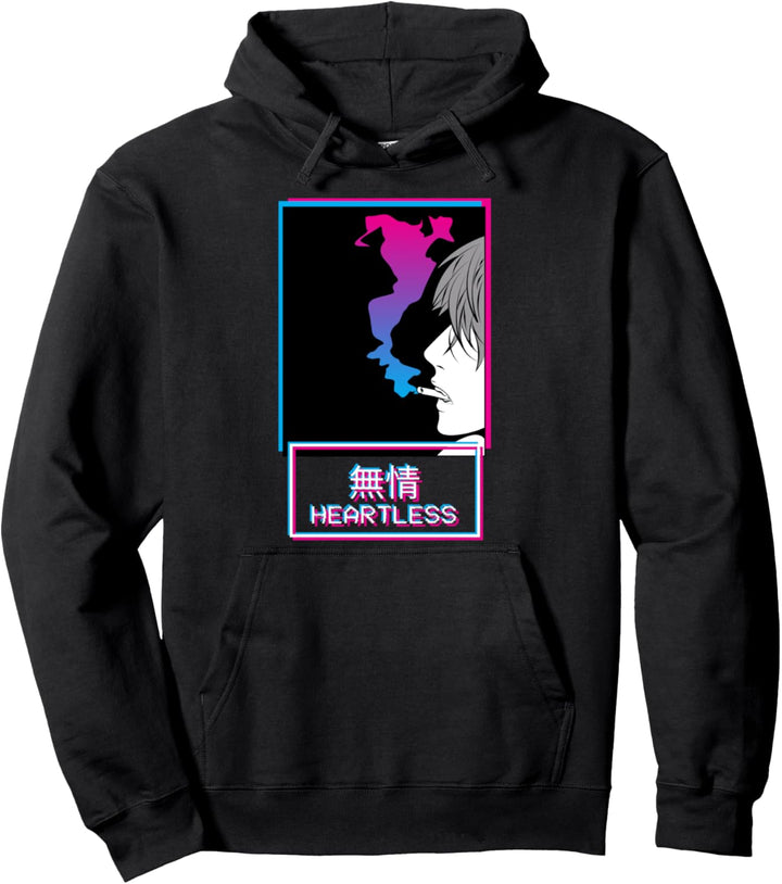 Heartless Anti-Social Anime Boy Japanese Aesthetic Vaporwave Pullover Hoodie